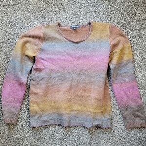 Notations Multicolor Striped Brown Sweater Woman's Petite Medium